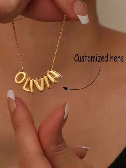 1 PIEZA Collar con letra de burbuja personalizada, diseño minimalista como regalo para madre o hija, ideas de regalo del Día de San Valentín para niño o niña, regalo único e ideal para pareja, mejores amigos, aniversarios, cumpleaños, uso diario, baile de graduación, Día de la Madre
