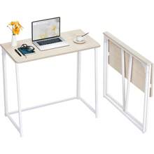 WOHOMO Folding Desk,Small Foldable Desk 80cm For Small Spaces,Space Saving Computer Table Writing Workstation For Home Office,Easy Assembly,Oak - Beige - View 1