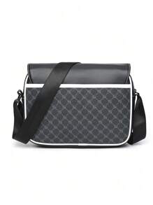 Bolso bandolera cuadrado con solapa y diseño geométrico de estilo para hombre, bolso cruzado clásico, bolso de hombro, bolso bandolera como regalo del Día del Padre
