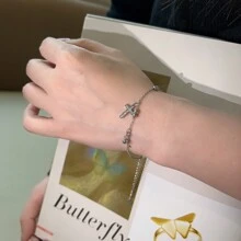 哥特式S925银锆石手链小米珠情侣手链适合男女日常佩戴 - 銀色 - 查看 6