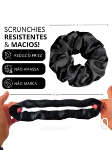 ZERO FRIZZ | Set Of 5 Satin Scrunchies | Choose Your Favorite Color - Black - View 3