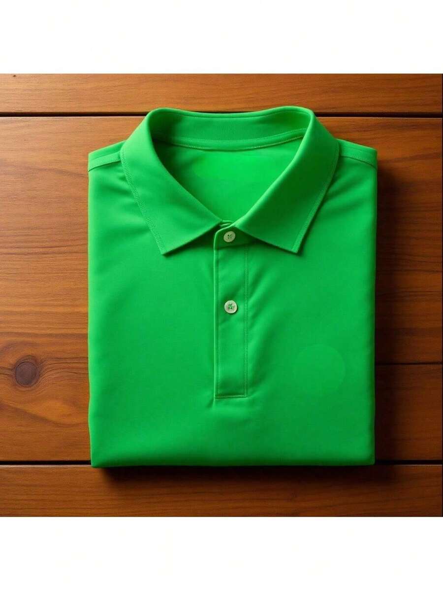 Baby Blue Piquet Polo Neck T-Shirt For Men - Green - View 1