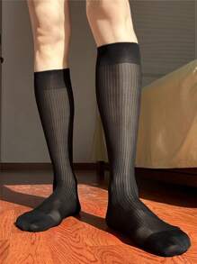 Men's Business Casual Match With Trousers Mid-Calf Socks, Thin Moisture-Wicking Breathable Soft Men's Crew Socks, Suitable For Home Office, Daily Commuting, And Casual Wear For Men's Knee-High Socks.