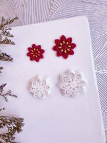 2pcs Minimalism Clay Cutters | Boho Clay Cutters | Halloween Clay Cutters | Embossing Detailed Clay Cutters | Clay Earring Cutters | Clay Cutter Set | Jewelry Making Kit - White - View 2