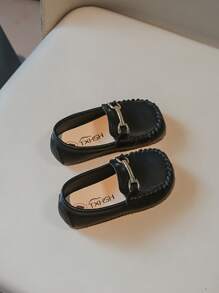 2025 New Boys' Soft-Sole Leather Shoes, Toddler Loafers, Gentlemanly Non-Slip Dress Shoes - Black - View 4