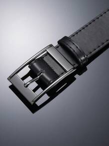 1pc Black Gun-Shape Wide Rectangular Jin-Style Buckle Decor Casual Men's Belt Casual, Business, Boyfriend Husband Father Dad Men Gift, Daily Wear, Fashion, Teen, Outdoor, Vacation, Athletic, Travel, Street, Boho, Vintage Fall, Autumn, Halloween Autumn-Winter Accessories,Suitable For Teens, Youth,Men,Casual, Outdoor, Athletic, Vacation, Graduation Gifts, Birthday, Daily Wear