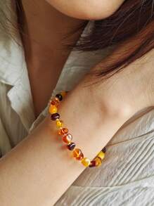 Natural Baltic Asymmetrical Amber Bracelet Therapy Gemstone Accessorize For Calm And Peace Energy Gift For Her Anniversary Mother's Day Presents