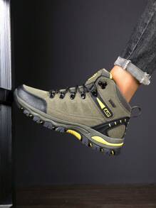 Men's Boots, Hiking Boots, Work Shoes, Anti-Puncture Safety Shoes, Thick Sole Non-Slip Sports Shoes, Men's Lace-Up Ankle Boots