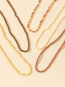 5pcs Set Elastic Rice Beaded Waist Chain, Bracelet, Body Chain, Red Color Bohemian Combination Fashionable For Women