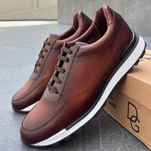 Tenis de Piel Cafe Sombreado a mano Para hombre casuales - Óxido marrón - Ver 2