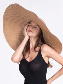 1 件女式/特大檐 70 厘米/27.56 英寸直径草帽太阳帽夏季圆顶太阳帽遮阳帽沙滩旅行帽 - 70cm/27.56in 大帽簷 - 查看 6