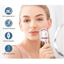 Heated Eyelash Curler Rechargeable USB Electric Mini Lash Curler New In Box - Pink - View 4