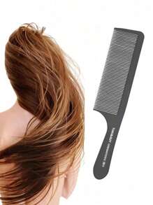 1pc Black Flat Top Hair Cutting Comb, Heat-Resistant Hair Cutting Tool, Anti-Static Hair Salon Comb For Hairdressers - Black - View 7