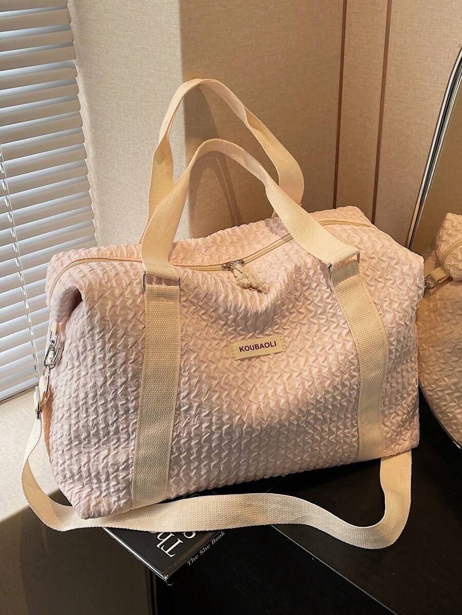 1pc Foldable Large Capacity Travel Bag, High-Quality Polyester Colorblock Fashionable Luggage Bag Toiletry Bag Wash Bag Toiletry Travel Bag Makeup Storage Beach Beach Bag Vacation Holiday Essentials School Supplies Travel Essentials Ladies For College Dorm Bathroom Back To School Supplies Bag For School School Accessories School Stuff