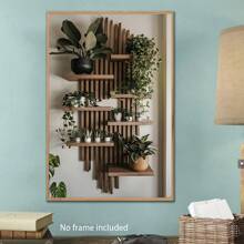 1 pieza plana/bidimensional de obra de arte botánica en maceta montada en la pared, un póster de pintura adecuado para salas de estar, áreas de comedor, garajes, oficinas, bares y patios. Es una pintura decorativa de arte de pared sin marco de madera sólida, con marco opcional - Multicolor - Ver 4