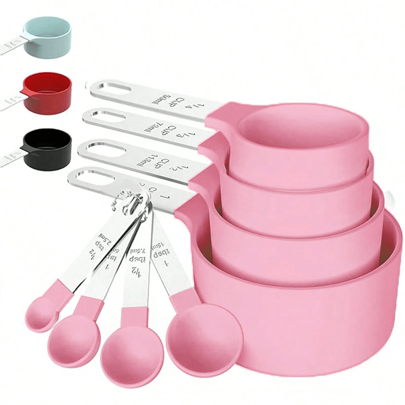 8pcs Measuring Cups & Spoons Set, Stackable Cups And Spoons, Nesting Measure Cups With Stainless Steel Handle, Kitchen Gadgets For Cooking & Baking