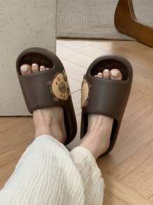 XIXITIAO Capybara Couple Slippers, Soft Flat Casual Slippers, EVA Spring/Summer Cute Slippers, Solid Color Classic Flat Slippers With Fashionable Capybara Pattern, Suitable For Outdoor/Beach/Home Use - Dark Brown - View 4