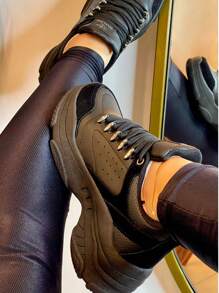 Women's Chunky Sneakers Metallic - 黑/黑 - 查看 1