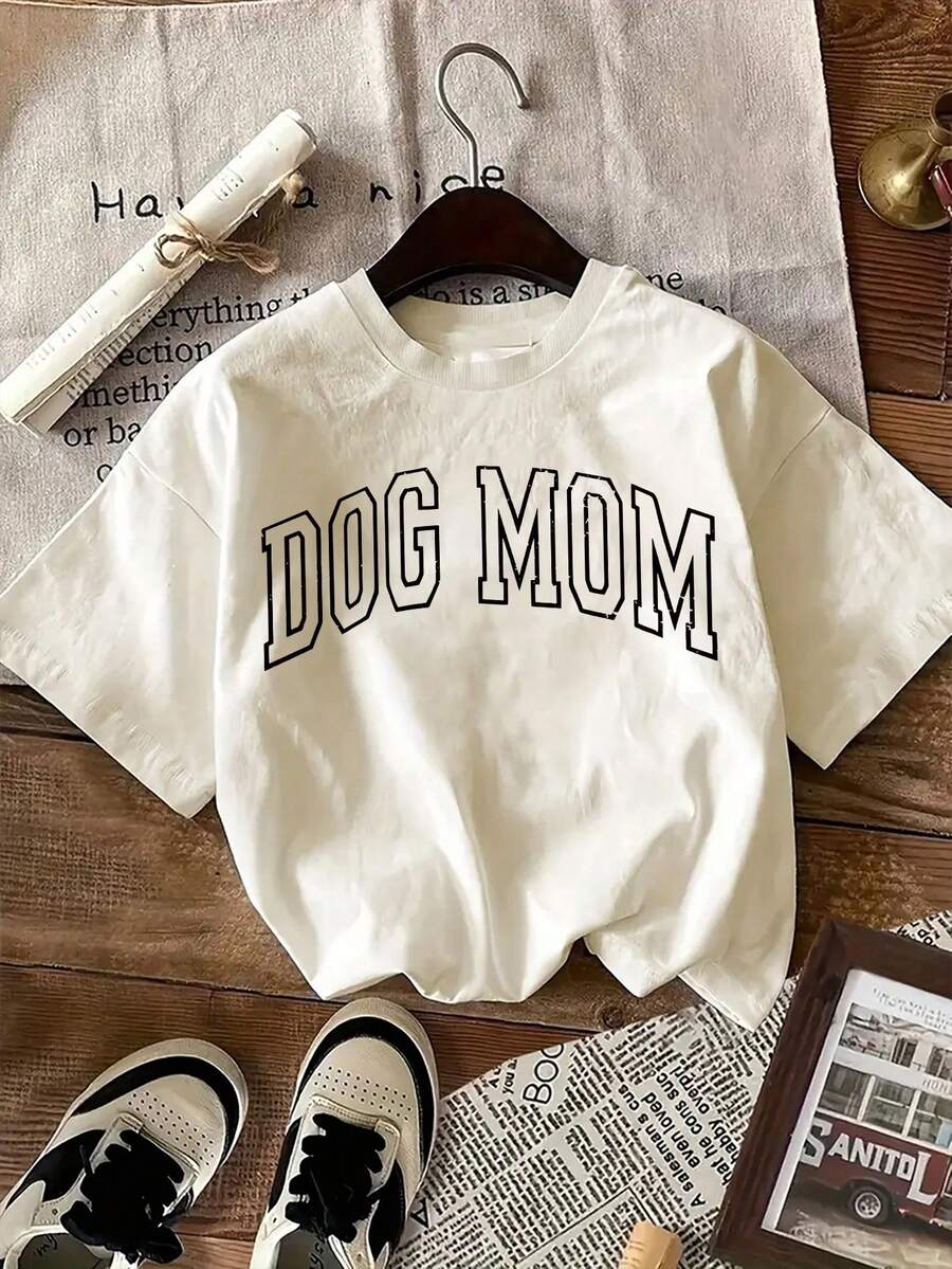 女士休闲短袖圆领加大码 T 恤，女士休闲标语 T 恤