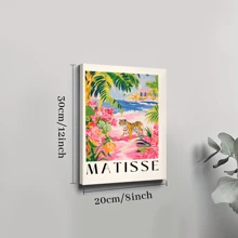 1pc Framed Canvas Poster, Beachy Decor, Tiger Art Print, Pink Dopamine Wall Art Canvas Paintings, Ideal Gift For Bedroom Living Room Corridor, Wall Art, Room Decoration