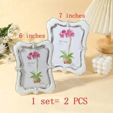1pc European Pearl Decorative Photo Frame With Fresh And Minimalist Design, 6 Inches, 7 Inches, And 10 Inches, Made Of Gorgeous ABS Plastic Material, Suitable For Creative Decoration Of Living Rooms, Bedrooms, Offices, And Home. Photo Frame And Table (Random Inner Paper) Gifts Birthday Graduation - Silver White - View 15