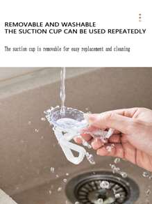4pcs White Piece Plastic Sink Suction Cup Rack,Wall Mount Kitchen Sink Brush And Sponge Holder, No Drilling Required, Freestanding Rack For Sponges And Drain Accessories - Kitchen Organizing Tools, All Room Types, Home Decor Accessories, Kitchen Sink Accessories