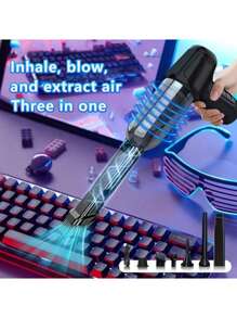 Handheld Vacuum Cleaner, Vacuum Cleaner And Air Duster, Powerful Wet And Dry Handheld Car Vacuum Cleaner With Multi-Nozzle/Small Floor Mop For Car, Home, Office And Pets.