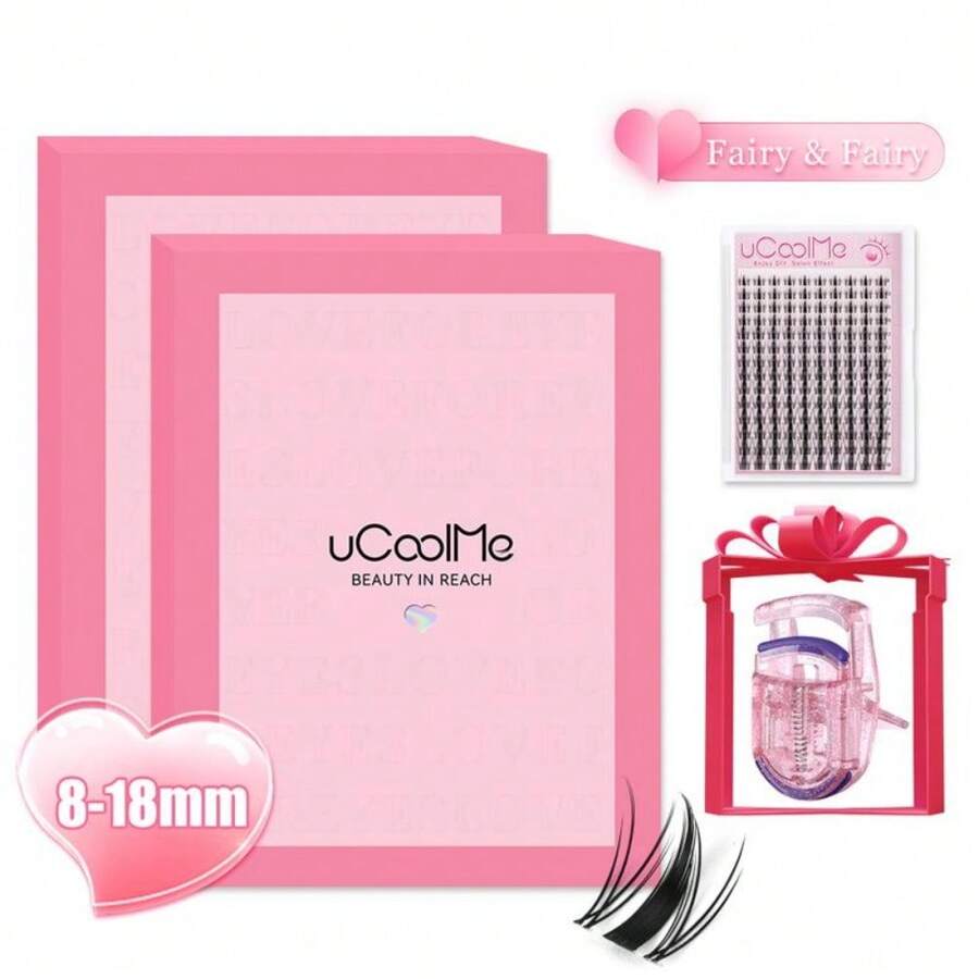 UCoolMe Lashes Fairy Lashes Cluster C Curl 140 Pcs Individual Lash Clusters False Eyelashes Extension Natural Look Beginner Friendly Bond Seal Remover Ultra-Thin Band Makeup 8-18mm Manga Anime Christmas Gift Lash Cluster Kit Sringtok - Only Lashes Fairy & Fairy (2 件裝) - 查看 1