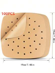 50/100 件、空气炸锅内衬、7.5 英寸羊皮纸内衬、方形空气炸锅一次性纸内衬、烘焙用穿孔羊皮纸、空气炸锅用羊皮纸和竹蒸篮、厨房小工具、厨房用品 - 食物紙(有孔)款 - 查看 7