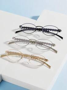 1 件椭圆形镜框时尚水晶装饰男女通用眼镜，适合近视