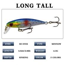 3pcs Fish Bait Submerged In Water Simulation, Hard Bait, Fake Bait, Similar Bait, Upturned Mouth Bass Fishing Gear Suitable For Outdoor Fishing