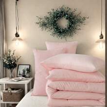 3pieces(Full/Queen/King)Lightweight Solid Comforter Set For All Seasons,Twin(2 Pieces),Soft & Comfortable Bed In A Bag Set For Student/Friends/Colleage,A Cloud-Like Sleeping Space All Year Round,Spring/Summer/Autumn/Winter,Great Gift - Pink - View 4