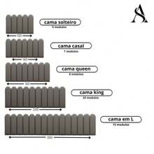 Kit 15 Adhesive Upholstered Headboard In Cloud Modules 60x20 For Single L-Shaped Bed - Beis - Ver 3