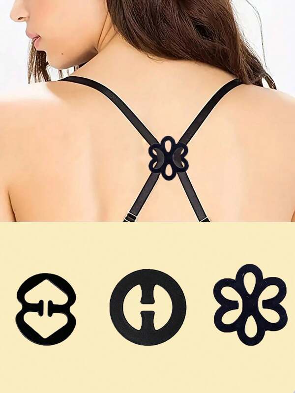 4pcs Flower Shaped Round Bra Clips, Non-Slip Criss-Cross Strap Bra Clasps, Invisible Bra Hooks, Colorful Bra Fasteners School