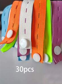 30/50 piezas Bandas elásticas coloridas con botón ajustable - Lona, aptas para almacenamiento de ropa, ahorro de espacio en equipaje, organización de cajones y armarios, sujeción de sábanas, percheros