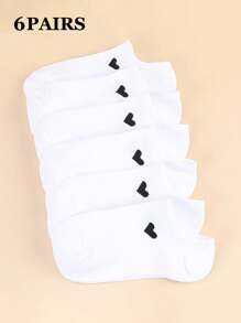 1/6/9/10/15 Pairs Women Cute Solid Heart Boat Socks, Soft & Comfortable, Moisture-Wicking, Suitable For Sports & Casual Wear