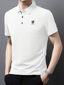 Men's Summer Seamless Breathable Collared Polo Shirt, Light Business Casual Dress - White - View 4