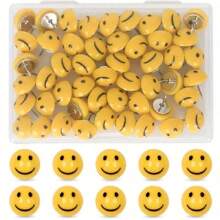10pcs Bee Pushpins Push Pins With Happy Face Design, ABS Material, Decorative Flat Thumb Tacks For Cork Board, Photo Wall, Map, Home, School, Office With Storage Box,Back To School,School Supplies - Multicolor - View 11