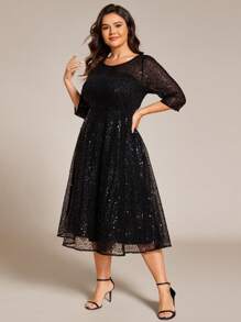 Plus Elegant Sequin Tulle Bridesmaid Wedding Guest Dresses For Wedding Prom Dress For Graduation, Formal, Party Dress, Gown, For Evening