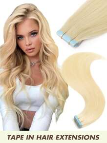 20pcs Tape-In Hair Extensions, Real Human Hair, Salon-Grade Straight Hair, Seamless Adhesive, Double-Sided Tape, Invisible Hair Extensions
