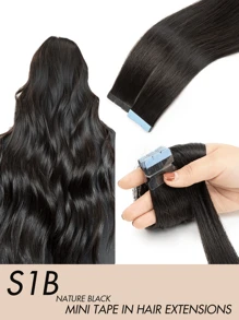 迷你胶带接发真人发雷米真人发双面隐形无缝胶带接发 10 片接发 - 彩色 - 查看 47