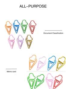 10PCS/20PCS/30PCS 冰淇淋7色回形针 回形针 办公用品 高颜值书签回形针 开学季必备 - 彩色 - 查看 3
