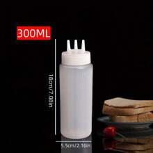 1 pieza, Botella exprimible, Botella de salsa, Botella exprimible de condimento, Botella exprimible de condimento de 3 orificios, Ensalada, Barbacoa, Hornear, Camping, Utensilios de cocina Botella de aderezo para ensalada, salsa de tomate, condimento - Blanco - Ver 12