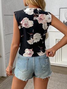 Damen bedruckte Weste, lässige vielseitige Weste, elegant für Büro und Alltag