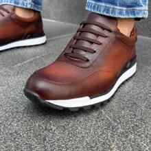 Tenis de Piel Cafe Sombreado a mano Para hombre casuales - Óxido marrón - Ver 6