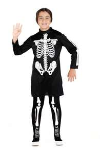 Ciao Skeleton Girl Costume Disguise Fancy Dress Dress (Size 7-9 Years) With Printed Pantyhose