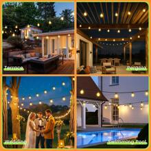 Solar Light Bulb String 15M 20+1 Light/20M 26+2 Light/30M 38+2 Light, RF Remote Control, Suitable For Outdoor Courtyards, Gatherings And Picnics Waterproof LED Garden Lights Weatherproof Solar Powered Outside Light For Gazebo Pergola Patio