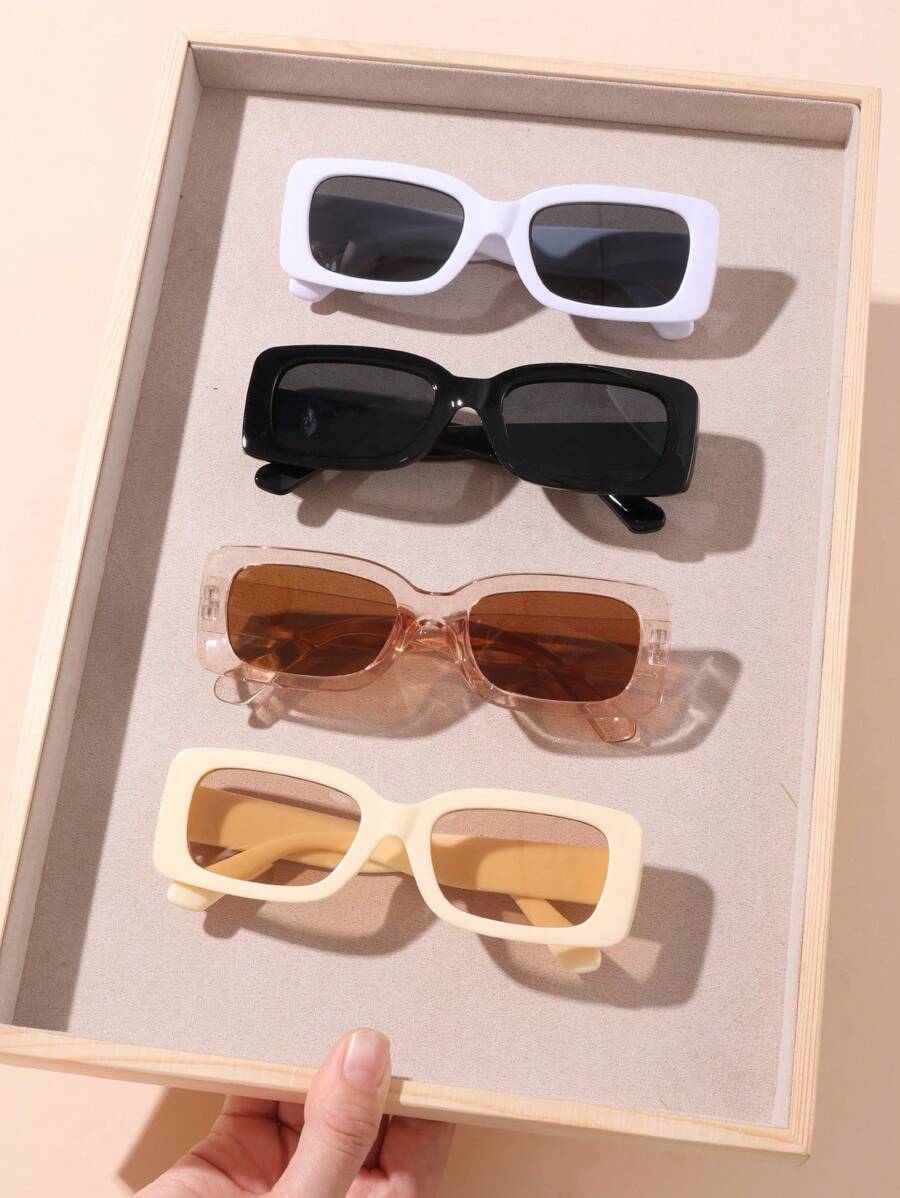 4pcs Y2K Teen Square Cute Retro Beach Fashion Unisex Glasses