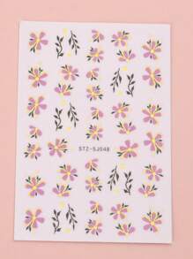 2 pièces Autocollants d'art pour ongles avec marguerites roses élégantes, fleurs à cinq pétales bronzées, feuilles, tranches de coquille d'œuf de Pâques, oreilles de lapin, décalcomanies adhésives, accessoires pour ongles d'été DIY