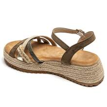 Sandales Compensées en Corde avec Brides Croisées – Élégance et Confort pour l'Été - 綠色 - 查看 3